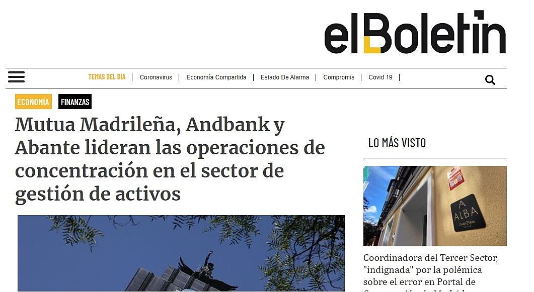 Mutua Madrilea, Andbank y Abante lideran las operaciones de concentracin en el sector de gestin de activos